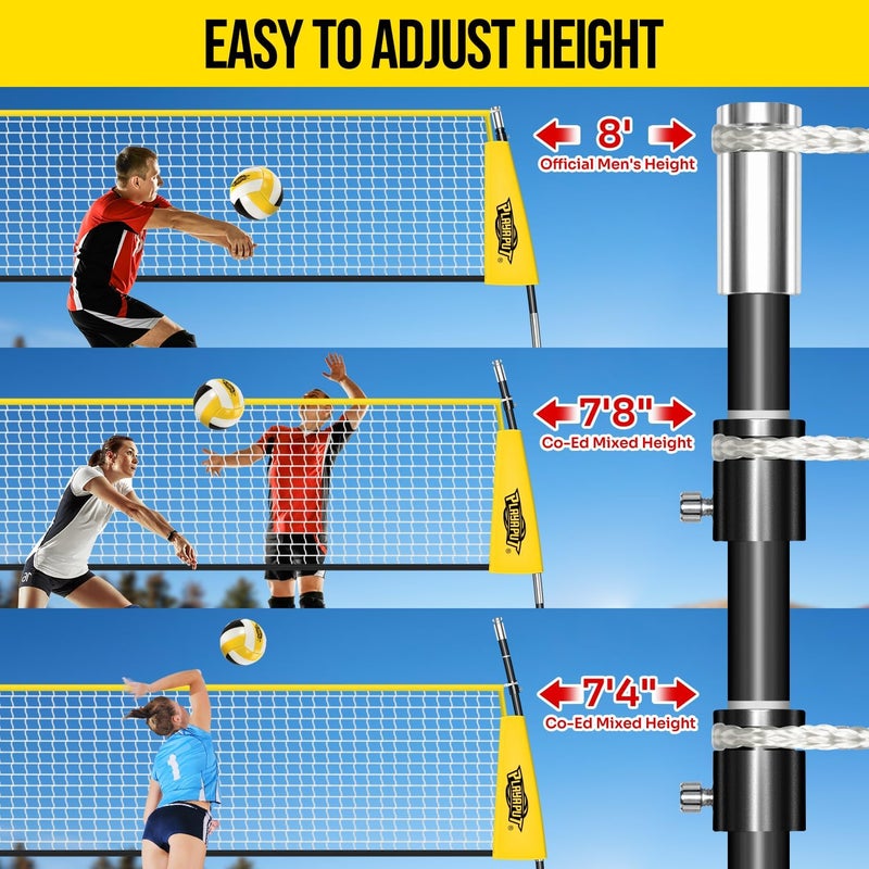 PLAYAPUT 12FT Freestanding Volleyball Net,Height Adjustable Volleyball Training Net For Hitting,Serving,Setting Practice,Protable Volleyball Nets With Volleyball,Carrybag,Perfect For Indoor Or Outdoor - Image 3